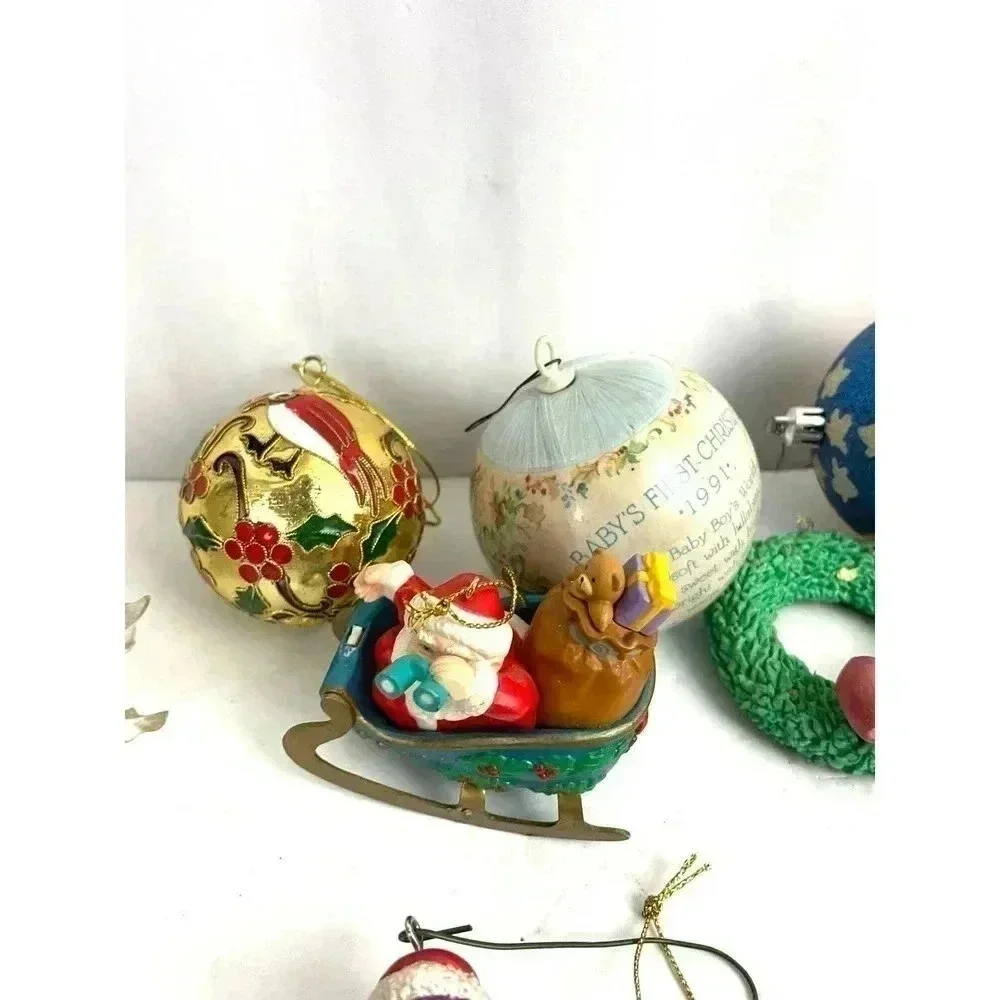 VTG‎ 21 PC Christmas Holiday Ornaments Barney Santa Dr Seuss Tree 1990s